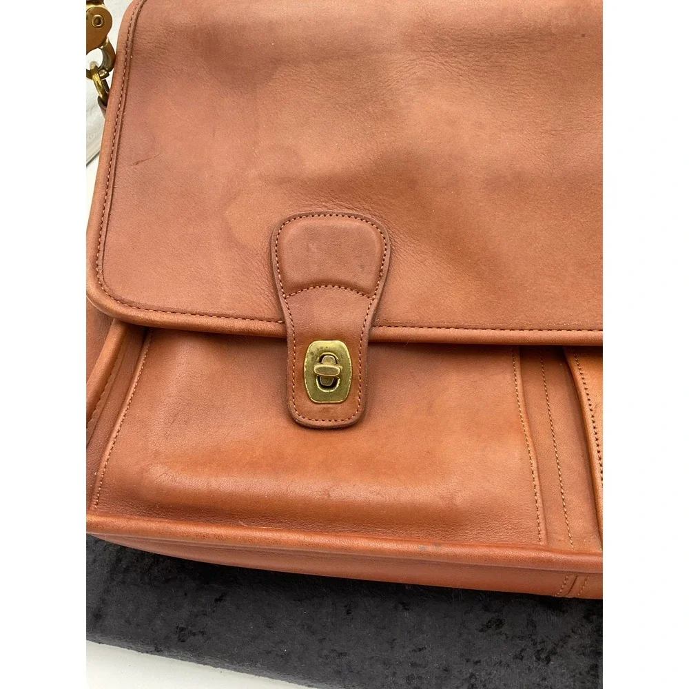 VINTAGE BRITISH TAN COACH LEATHER LAPTOP BRIEFCASE MESSENGER BAG